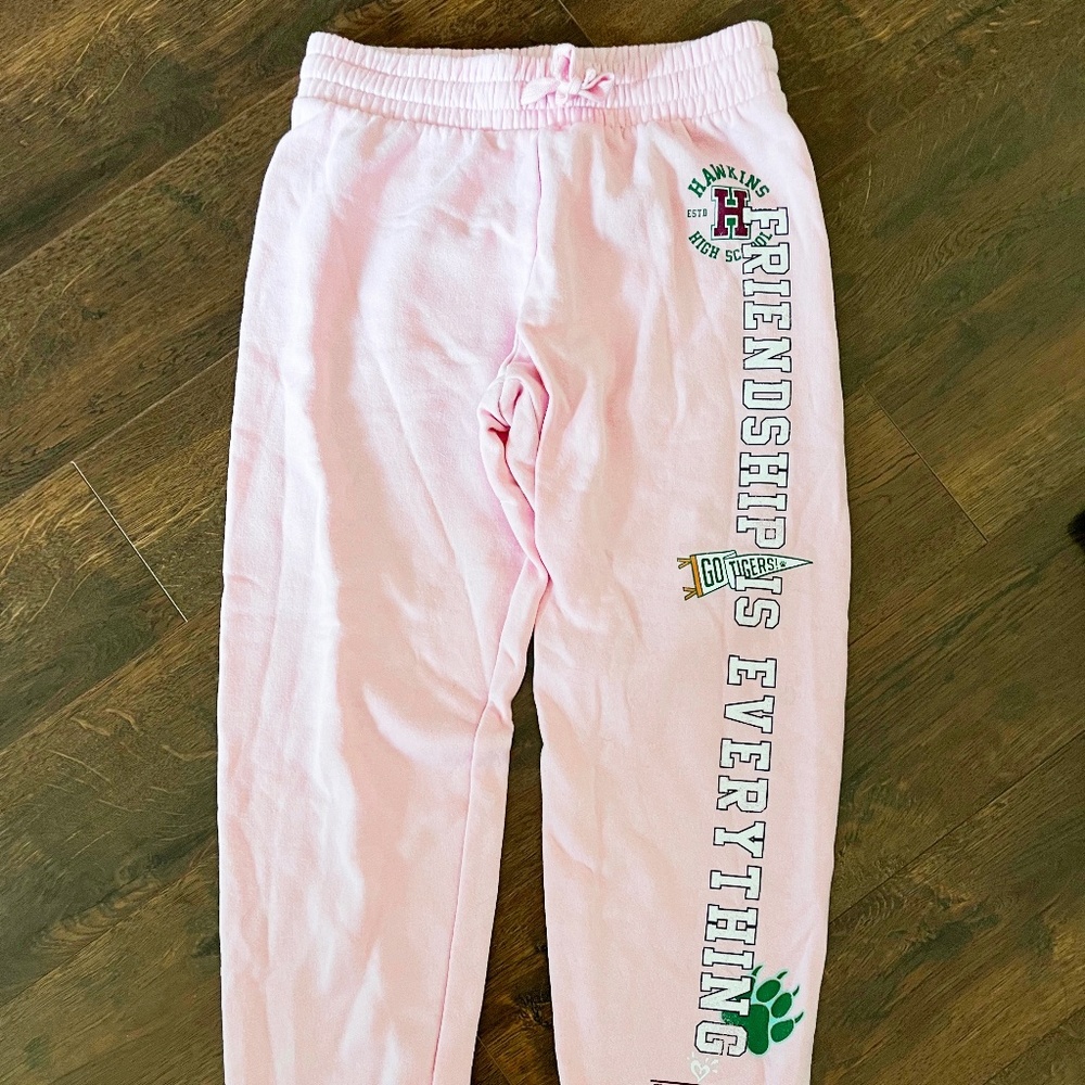 Justice Girls Stranger Things Pink Sweatpants Size M